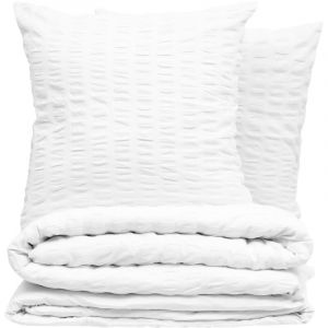1001kdo - Housse de couette + 2 taies 260 x 240 cm Gaufree blanc