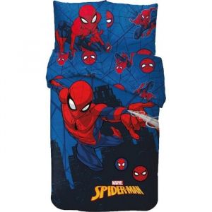 SPIDERMAN-SPIDER-MAN-MARVEL-DISNEY- PARURE DE LIT- HOUSSE DE COUETTE 140X200 CM + TAIE - 63X63 CM-NEUF-COTON.