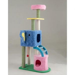 Arbre &agrave; Chat Design &Eacute;l&eacute;phants, Tour &agrave; Plusieurs Niveaux avec 2 Condos, Perchoir Rembourr&eacute;, Griffoirs, &Eacute;chelle, Jouet, Plate-formes, Coussin