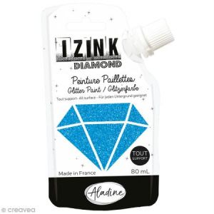 Aladine Peinture pailletée Izink Diamond - Bleu caraïbe - 80 ml