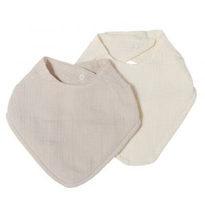 Image de Nordic Coast Company Bavoir bébé mousseline de coton sand/naturel lot de 2