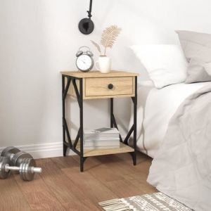 VidaXL Tables de Chevet 2 pcs, Armoires de Nuit avec Tiroir, Tables d'appoint avec Rangement, Meubles de Chambre à Coucher, Industriel, Chêne Sonoma Bois d'Ingénierie