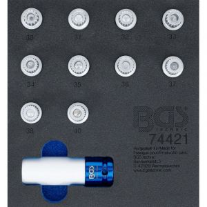 BGS 74421 | Insert de servante d'atelier 1/6 : Jeu d&rsquo;outils pour &eacute;crous antivol pour BMW | 11 pi&egrave;ces