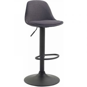 CLP Tabouret de bar Kiel en tissu gris foncé Métal noir mat