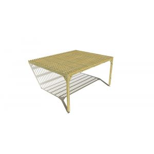 Pergola bois labellis&eacute;e FSC &bull; 5m x 4m &bull; adoss&eacute;e &bull; sens largeur &bull; lattage bois.