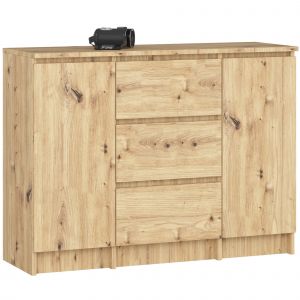 Akord - Commode 2 Portes 3 Tiroirs Chêne Artisan 101X35X76
