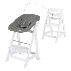 Roba Chaise haute, ensemble complet Born Up Click 2 en 1 avec accessoire - pour enfants d&egrave;s la naissance - couleur blanc/stone