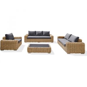 Paris Garden Salon bas de jardin 6 personnes Papette r&eacute;sine tress&eacute;e