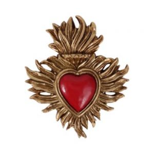 Décoration murale ex-voto cœur coloré rouge H.8,5cm Emde