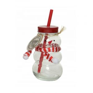 Kaemingk Bocal en verre bonhomme de neige de Noël pour boissons 7,5 x 12,5 cm 1 pièce.