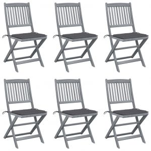 VidaXL Chaises pliables d'extérieur 6 pcs avec coussins Bois d'acacia