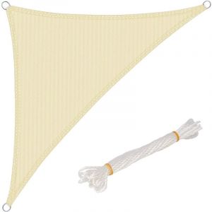 Image de WOLTU Voile d’ombrage triangulaire en HDPE, protection contre le soleil avec protection UV pour jardin ou camping,5x5x7m Crème