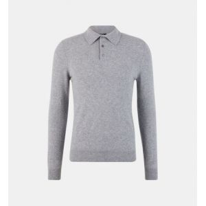 Galeries Lafayette Pull polo homme Napolo cachemire manches longues Gris