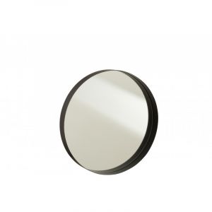 Image de Miroir rond bord métal noir D40cm