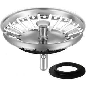 Panier pour bonde d&eacute;vier 79.3 mm - Cr&eacute;pine inox universelle lavable lave-vaisselle anti-bouchage & anti-d&eacute;bordement
