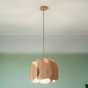 Image de Fabas Luce Lighting - Fabas Luce Pevero Plafonnier en bois de frêne et verre, E27