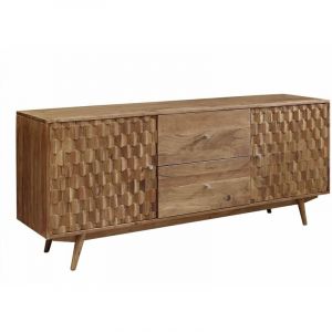 Buffet - MASSIVMOEBEL24 - MOSAYK 100 - Bois massif d'acacia laqué - Style vintage géométrique