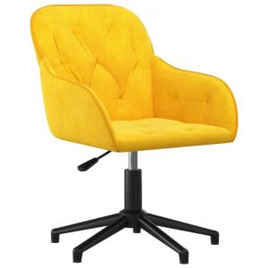 Chaise Fauteuil Si&egrave;ge Pivotante De Bureau Informatique &Eacute;tude Jaune Velours Jaune Helloshop26 02_0024143
