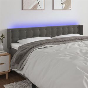 Jinlefu - Tête de lit à led Gris foncé 203x16x78/88 cm Velours