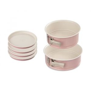Dr. Oetker Dr 9925750 Lors De 3 Moules À Gâteaux, Moule À Manqué, Moules À Gâteaux, Moule Rond De Pâtisserie, Moule Layer Cakes, Acier, Céramique, Rose, 18,5 X 7,5 X 18 Cm | 20 X 7 Cm | 17 X 1,5 Cm