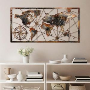 Wallity - D&eacute;coration murale Mappemonde multicolore - 120x60 cm