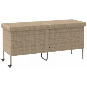 VidaXL Boîte rangement jardin roues beige 160x55x75 cm résine tressée