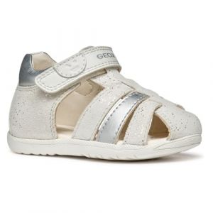 Geox Bébé Fille B Sandal MACCHIA GIR, White/Silver, 18 EU