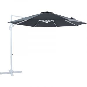 Axi Marisol Parasol D&eacute;port&eacute; Blanc/Gris - Parasol D&eacute;port&eacute; Rectangulaire &oslash; 300cm - Parasol Pied D&eacute;port&eacute;, structure aluminium - Rotation 360 - Parasol