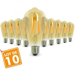 Eclairage design Lot de 10 AMPOULES E27 7W ST64 2200K Type Edison | blanc-chaud-2200k