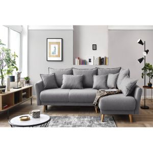 Bobochic Canapé d'angle droit convertible MIA Tissu gris clair