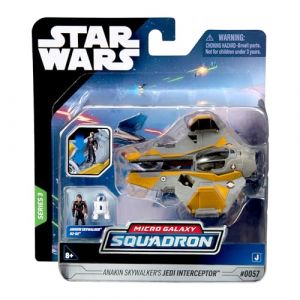 Bizak Star Wars Micro Galaxy Squadron Interceptor Jedi Anakin Skywalker Véhicule 8 cm avec 2 Figurines 2,5 cm
