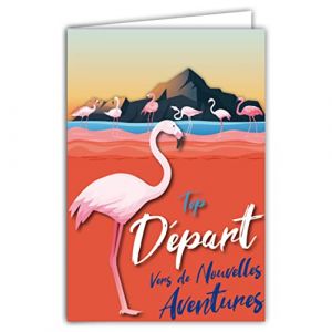 69-8048 Carte Top DÉPART Vers de Nouvelles Aventures Changement de Vie Travail Entreprise Retraite Collègue ou Déménagement Illustration avec Enveloppe Format 12x17,5cm Papier PEFC Fabriqué en France