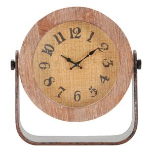 Horloge sur pied en bois brun et métal 23,5x7x24 cm