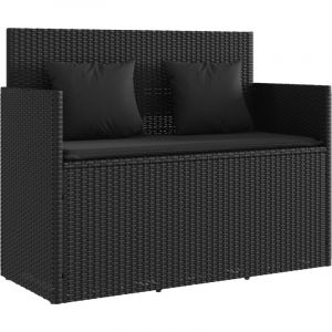 VidaXL Banc de jardin avec coussins noir résine tressée Noir