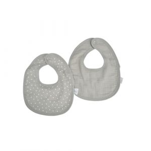 Lot de 2 Bavoirs Bébé "Absorbant" 27cm Gris