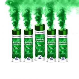 PLANETE FUMIGENE Lot de 5 Fumig&egrave;nes a Main 1 MINUTE couleur Vert - D&eacute;clenchement &agrave; Goupille, dur&eacute;e 60 secondes, fumigene couleur &agrave; tenir en Main - fumigene a main - Cat&eacute;gorie F1 -