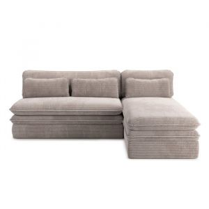 Banquette en velours côtelé 4 places taupe