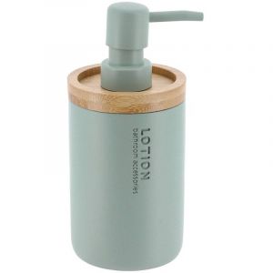 Tendance Distributeur à Savon ou lotion en résine Vert Eucalyptus et Bambou 280 ml