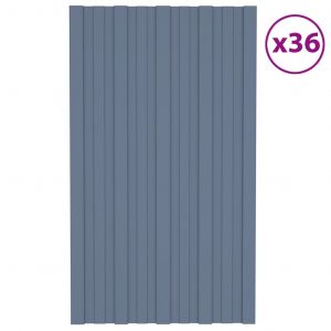 VidaXL Panneaux de toiture 36 pcs Acier galvanisé Gris 80x45 cm