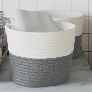 VidaXL Paniers de rangement 2 pcs gris et blanc Ø24x18 cm coton