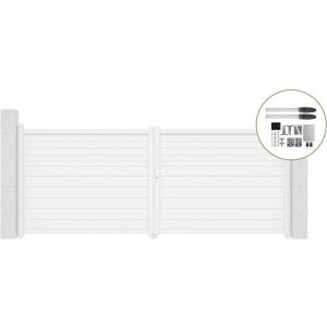 Portail battant 4m carpatia H.160cm alu blanc + motorisation hicker B200