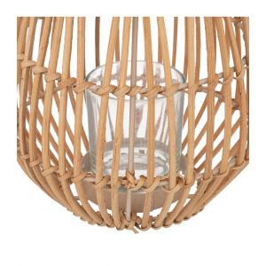 Photophore Lour, métal et rotin, H22 cm