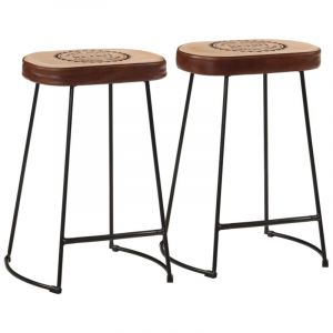VidaXL Tabourets de bar lot de 2 marron fonc&eacute; 41x29x62 cm, chaise, tabouret de bar de cuisine, chaise de bistro, tabouret de bar pour petit-d&eacute;jeuner