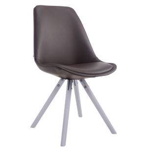 CLP Chaise visiteur LAVAL similicuir pieds ronds marron Blanc