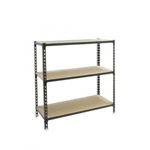 Simon Rack Étagère Rangement et 3 Niveaux en Boix, 200 kg Capacité de Charge et Point de Flexion, 1000x1100x400 mm, Étagère Charge Lourde, Étagère Garage, Anthracite/Bois - Maderclick