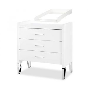 Image de BLANKA Commode bébé avec pieds métal et plan à langer amovible Blanc