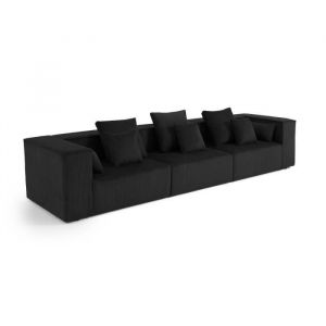 Colombine - canap&eacute; modulable droit - 3 places - en velours c&ocirc;tel&eacute; - Noir