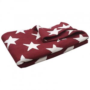 Meubletmoi - Plaid réversible coton rouge, motif étoiles 100 x 150 cm - edith 6705