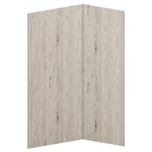 Lot de 2 panneaux muraux de douche effet bois clair en aluminium avec profilés - L90 x L120 x H210 cm - ENEKO