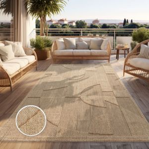 Paco Home - Tapis D'Extérieur Résistant Aux Intempéries Balcon Salon Boho Design Beige 200x280 cm
